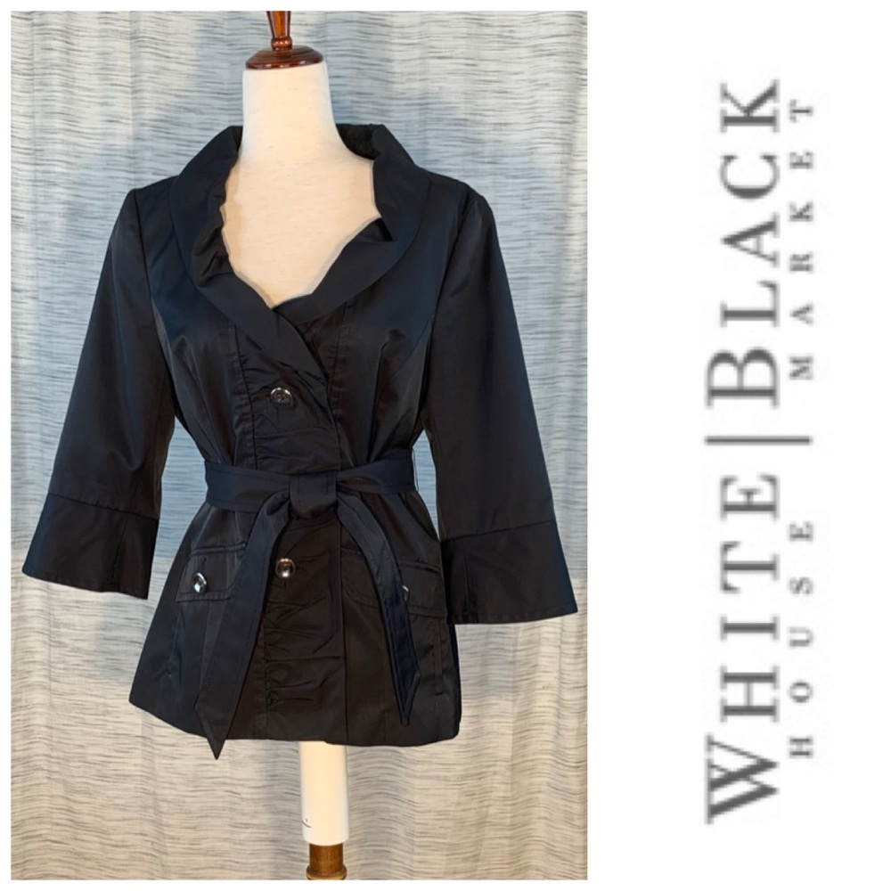 White House Black Market Black Trench Coat